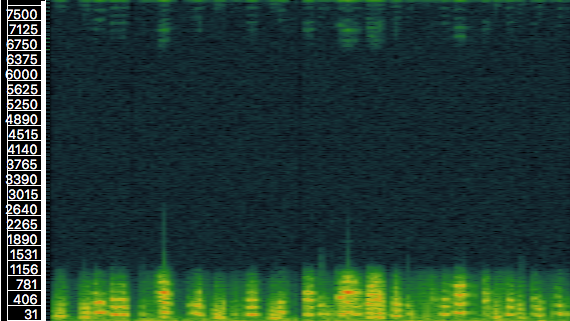 Spectrogram of 64 random generated speech windows (2048 samples) joined together